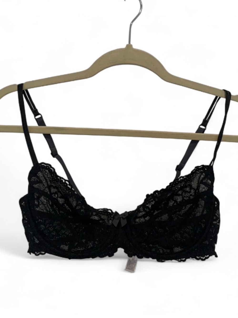 Y2K Gillian O’Malley Black Sheer Lace Unlined Balconette Bra